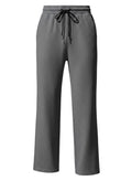 Pantalon large Maison Bryzen gris en maille côtelée légère avec cordon de serrage ajustable à la taille.