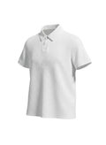 Polo blanc Maison Bryzen en coton doux à texture froissée, coupe décontractée avec col classique et manches courtes.
