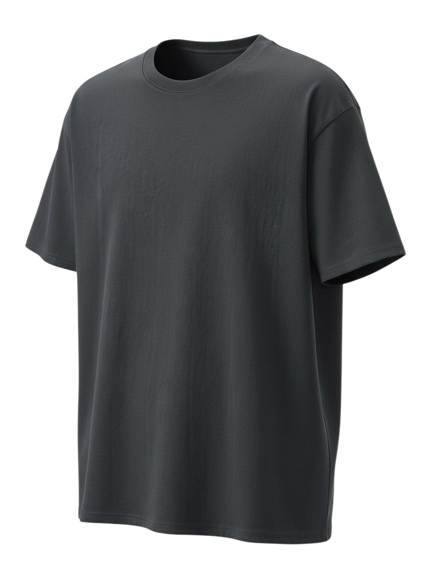 T-shirt oversize gris anthracite en coton doux Maison Bryzen à coupe décontractée